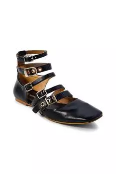 Женские балетки Hart Buckle Flat Shoes черного цвета Free People