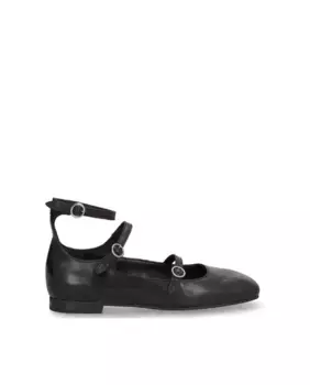 Женские балетки из кожи комба с нескользящей подошвой и пряжкой Alpe, черный