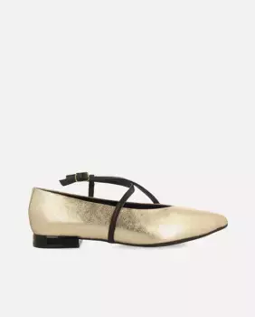 Женские балетки из металлизированной кожи с перекрещенной застежкой Gioseppo, золотой