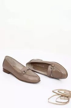 Женские балетки из натуральной кожи с круглым носком и плоской подошвой с пряжкой 24162 GNDER(R), норка