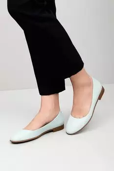 Женские балетки из натуральной кожи с круглым носком и плоской подошвой 24164 GNDER(R), вода зеленая