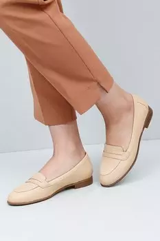 Женские балетки из натуральной кожи с круглым носком на плоской подошве 24161 GNDER(R), обнаженная