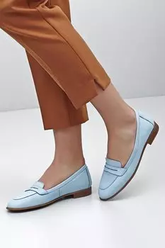 Женские балетки из натуральной кожи с круглым носком на плоской подошве 24161 GNDER(R), синий