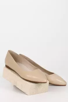 Женские балетки из натуральной кожи с острым носком и плоской подошвой 13389 GNDER(R), обнаженная