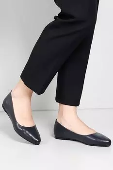 Женские балетки из натуральной кожи с острым носком и плоской подошвой 13389 GNDER(R), темно-синий