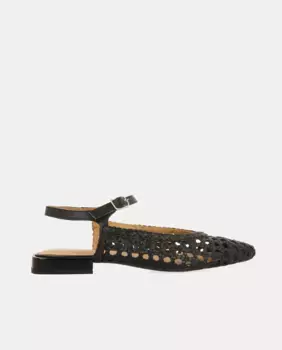 Женские балетки из плетеной кожи платинового цвета Gioseppo, чёрный