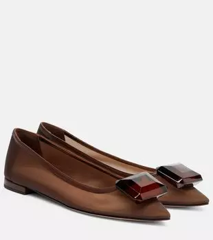Женские балетки Jaipur с декоративными элементами Gianvito Rossi, Brown+Brown