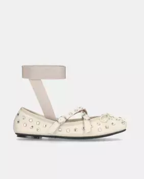 Женские балетки Kristen из мягкой кожи наппа, украшенные кристаллами Pretty Ballerinas, цвет Natural