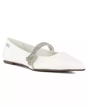 Женские балетки Lingo со стразами и острым носком Sugar, белый
