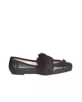 Женские балетки Pretty Ballerinas из черной кожи наппа с черным меховым ремешком Pretty Ballerinas, черный