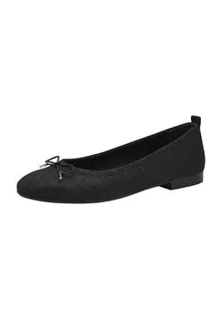 Женские балетки с блестками на блочном каблуке Tamaris, цвет Black Glam