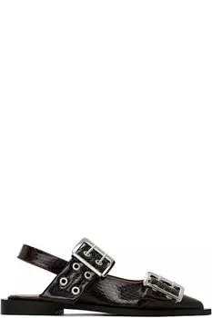 Женские балетки с пряжкой цвета бургундской змеи GANNI