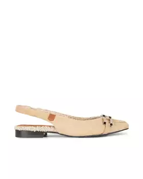 Женские балетки с ремешком из кожи песочного цвета Popa, натуральный