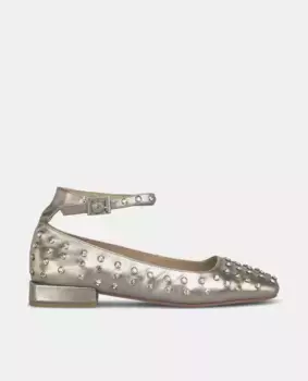 Женские балетки с заклепками и ремешком на щиколотке Alma en Pena, золотой