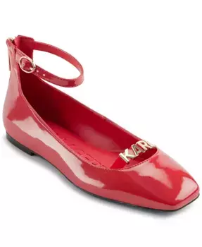 Женские балетки Zyvia с логотипом и ремешком на щиколотке KARL LAGERFELD PARIS, красный