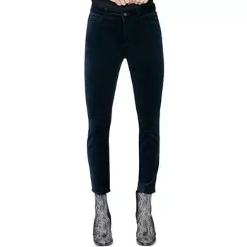 Женские бархатные брюки Hoxton с высокой посадкой и щиколоткой Paige, цвет deep navy