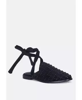 Женские бархатные мюли Asante с вуалью и перекрещенными бусинами Rag & Co, черный
