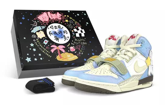 Кроссовки JORDAN Legacy 312 Vintage Basketball Shoes Women's High-Top White Blue/Green