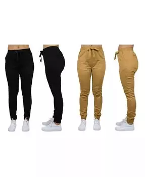 Женские базовые брюки-джоггеры из эластичного твила, упаковка из 2 шт Galaxy By Harvic, коричневый