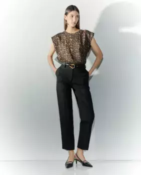 Женские базовые классические брюки с льном Tintoretto, чёрный