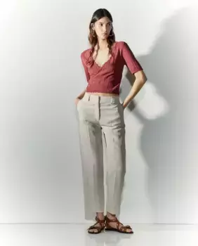 Женские базовые классические брюки с льном Tintoretto, цвет 120 Crudo