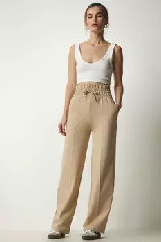 Женские базовые трикотажные спортивные штаны с карманами для латте Happiness Istanbul, белый