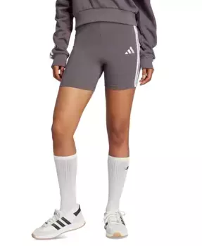Женские базовые велосипедные шорты с высокой посадкой и 3 полосками adidas, розовый