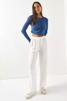 Женские белые брюки Palazzo Ayrobin с эластичным поясом и поясом Olalook, белый