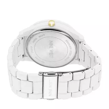 Женские белые часы с прорезиненными звеньями Nine West