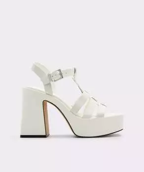 Женские белые кожаные босоножки на каблуке Aldo, белый