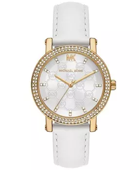 Женские белые кожаные часы Corey с тремя стрелками, 38 мм Michael Kors, белый