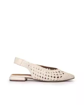 Женские белые кожаные туфли на плоской подошве с плетеной пяткой Pedro Miralles, белый