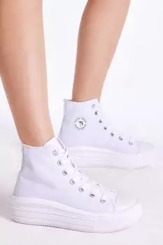 Женские белые удобные длинные спортивные туфли на толстой подошве TONNY BLACK