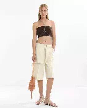 Женские бермуды с поясом и четкими складками Parfois, белый