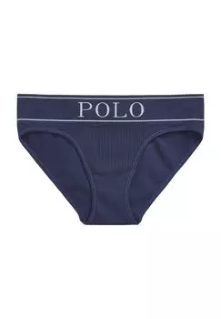 Женские бесшовные брюки в рубчик, с логотипом на поясе POLO RALPH LAUREN, темно-синий