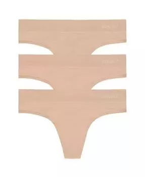 Женские бесшовные трусики-стринги Litewear DKNY, коричневый/бежевый