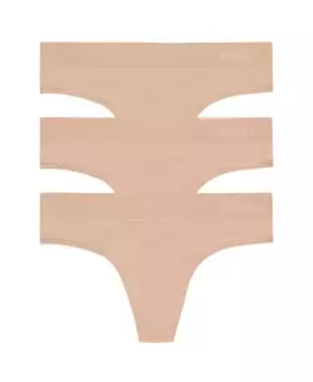 Женские бесшовные трусы-стринги Litewear, 3 шт., DK5016NP3 DKNY, коричневый/бежевый