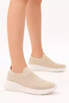 Женские бежевые удобные кроссовки на шнуровке TONNY BLACK, бежевый