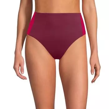 Женские бикини с высокой посадкой и швом Lands' End, цвет burgundy coral ruby