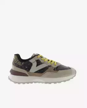 Женские блестящие кроссовки с замшей и деталями из животного принта Victoria, черный