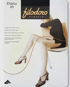 Женские блестящие полупрозрачные трусики Filodoro синего цвета плотностью 40 ден, черный