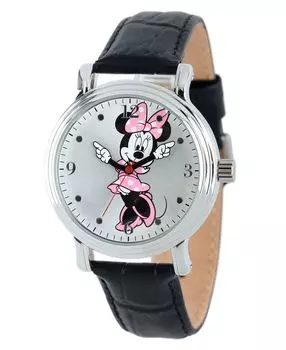 Женские блестящие серебряные винтажные часы из сплава Disney Minnie Mouse ewatchfactory, черный