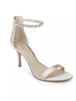 Женские блестящие туфли Landen на каблуке до щиколотки Jewel Badgley Mischka, цвет champagne