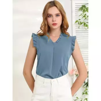 Женские блузки без рукавов с рюшами. Винтажные рабочие деловые топы 1950-х годов. ALLEGRA K, розовый