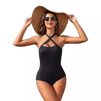 Женские боди без рукавов с бретелькой на шее, топы, летние майки для выхода в свет Kojooin, черный