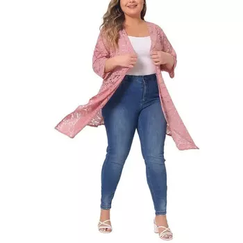 Женские большие драпированные шали, легкие кружевные накидки с открытой передней частью, связанные крючком, кардиганы Agnes Orinda, розовый