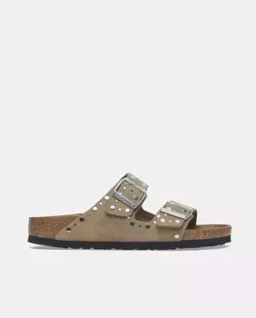 Женские босоножки Arizona из замши и заклепок Birkenstock, серо-коричневый