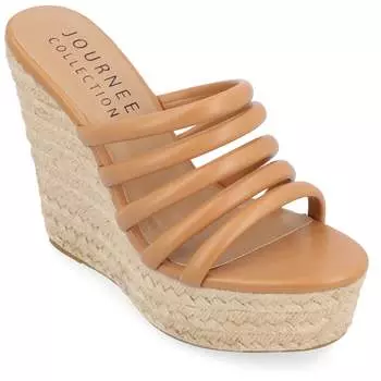 Женские босоножки-эспадрильи Cynthie Tru Comfort Foam Slip On на танкетке из коллекции Journee, цвет tan