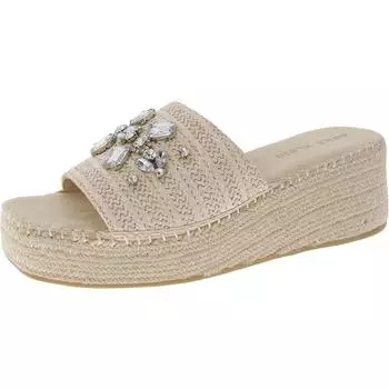 Женские босоножки Crystal Square Toe на танкетке Anne Klein, цвет natural raffia
