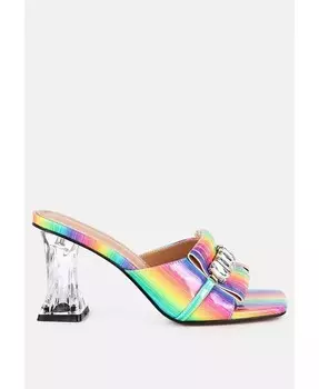 Женские босоножки Deeba на прозрачном каблуке с украшением и стразами London Rag, мультиколор